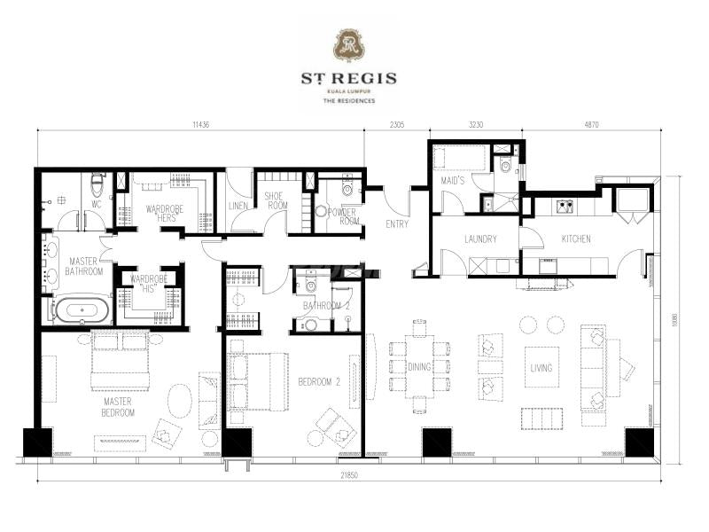 Prestigious St Regis Residence, KL Sentral, Kuala Lumpur - 2 Bedrooms For Sale